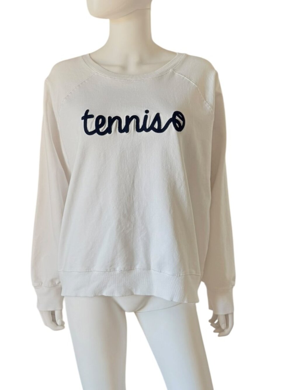 Ame & Lulu Love All Tennis Sweatshirt White Blue XL